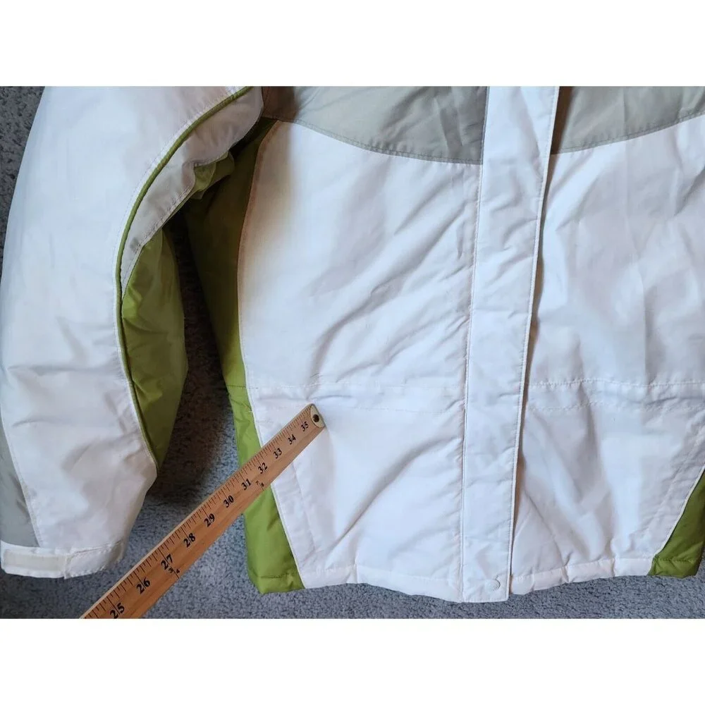 Columbia Kids Hooded Zip Up Puffer Winter Jacket White/Green XG5034 Youth 14/16‎